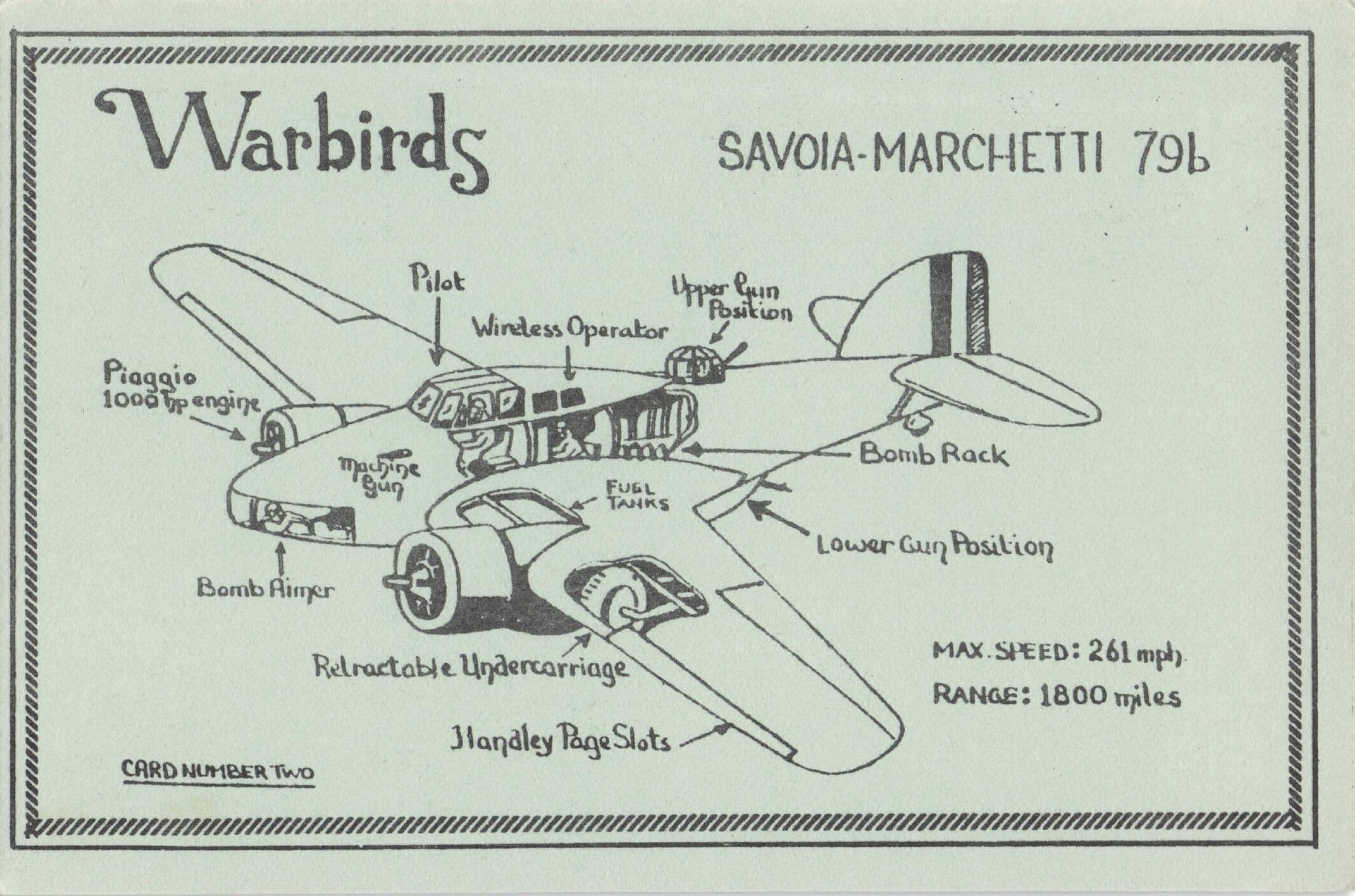 Warbirds Savoia Marchetti 79B Military Plane Rare Ltd 100 Postcard