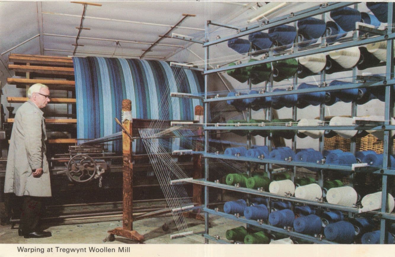 Warping at Tregwynt Woollen Mill Welsh 1970s Rare Postcard