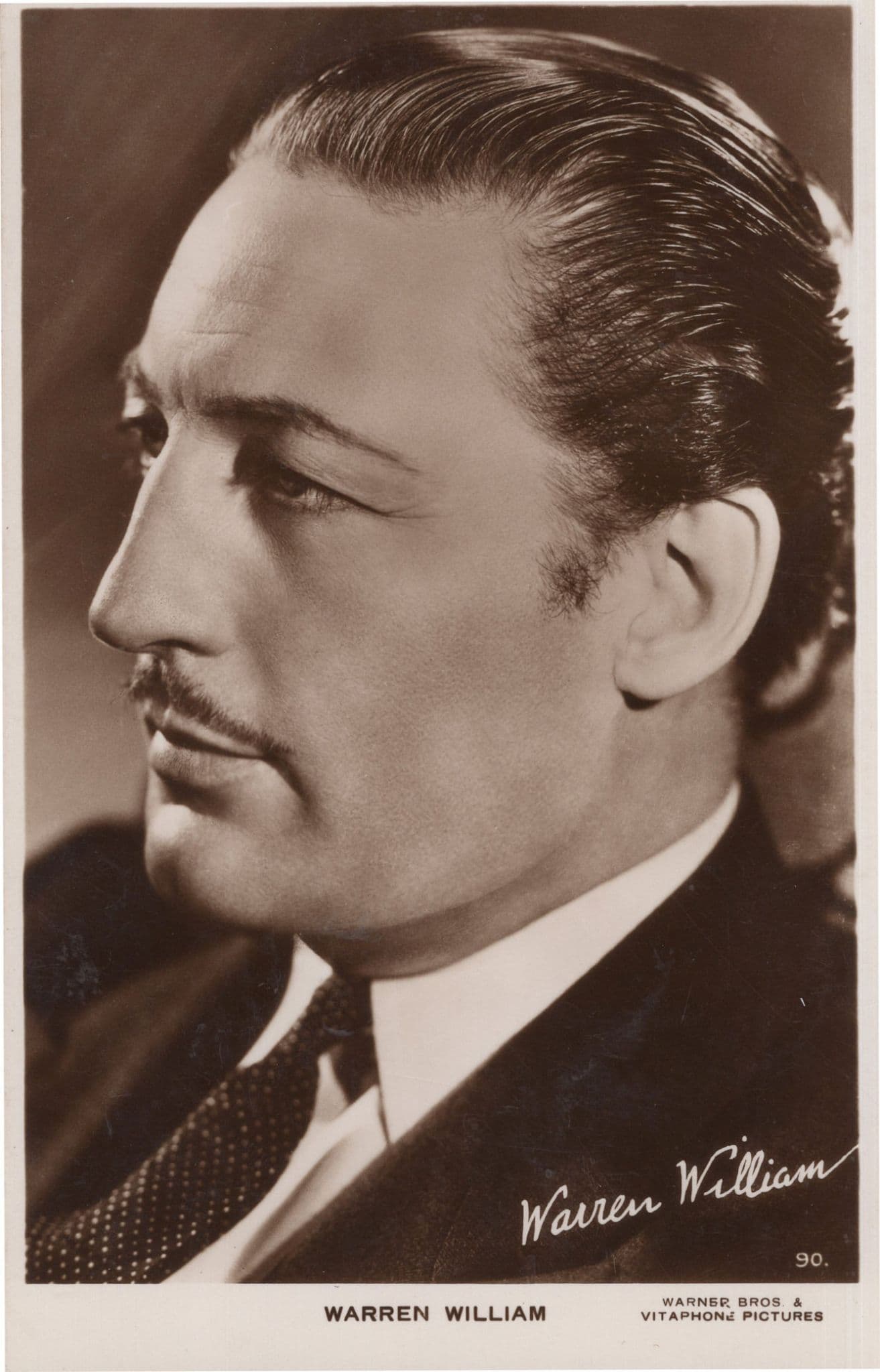 Warren William Actor Facimile Signed Milton Film Photo Postcard