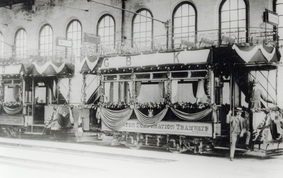 Warrington Tramways Old Decorated Bus Tram Old PB Postcard Photo