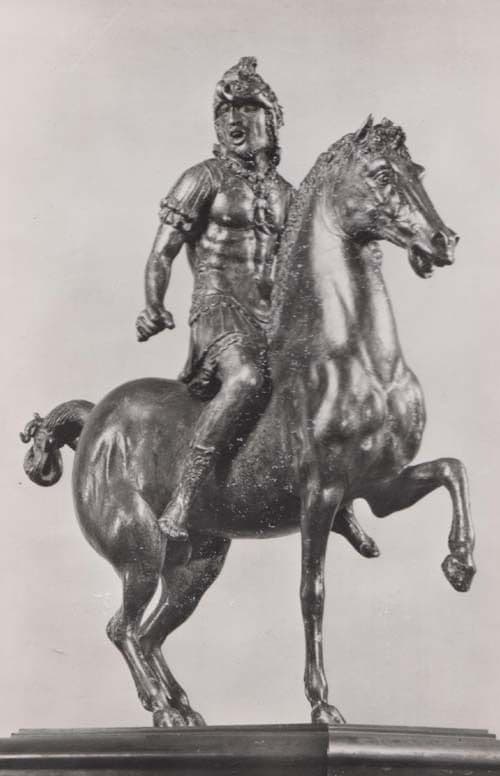 Warrior On Horse Mounted Bronze Paduan Riccio Old Sculpture Real Photo Postcard