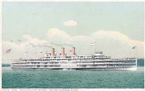 Washington Irving On Hudson River Ship Boat Postcard