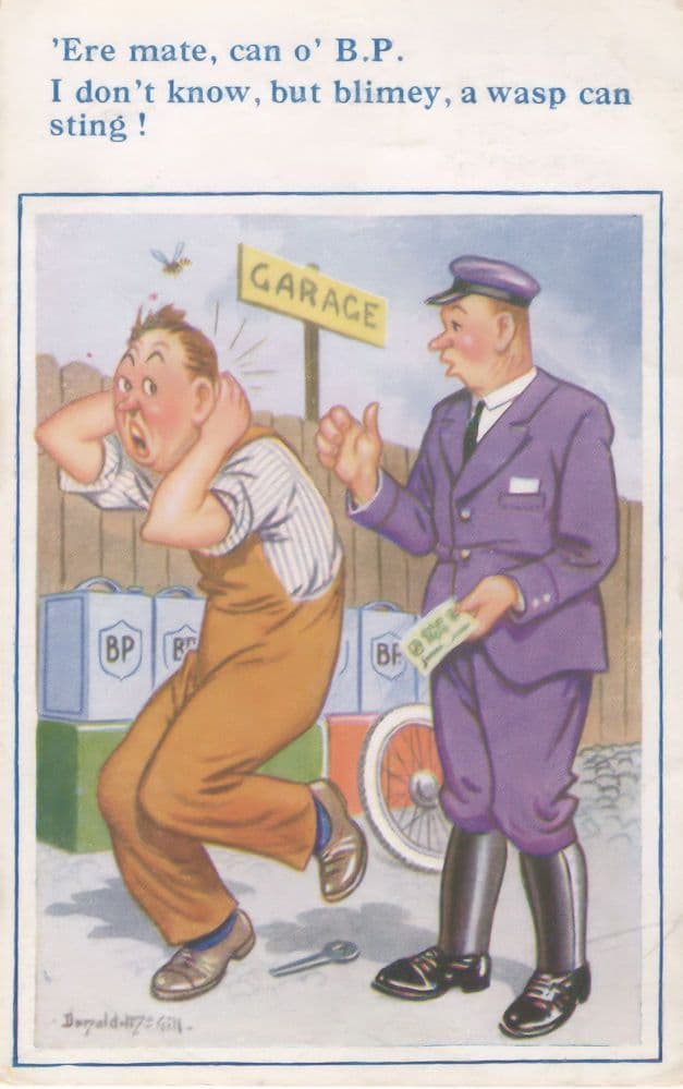 Wasp Sting Traffic Warden Donald McGill Old Comic Postcard