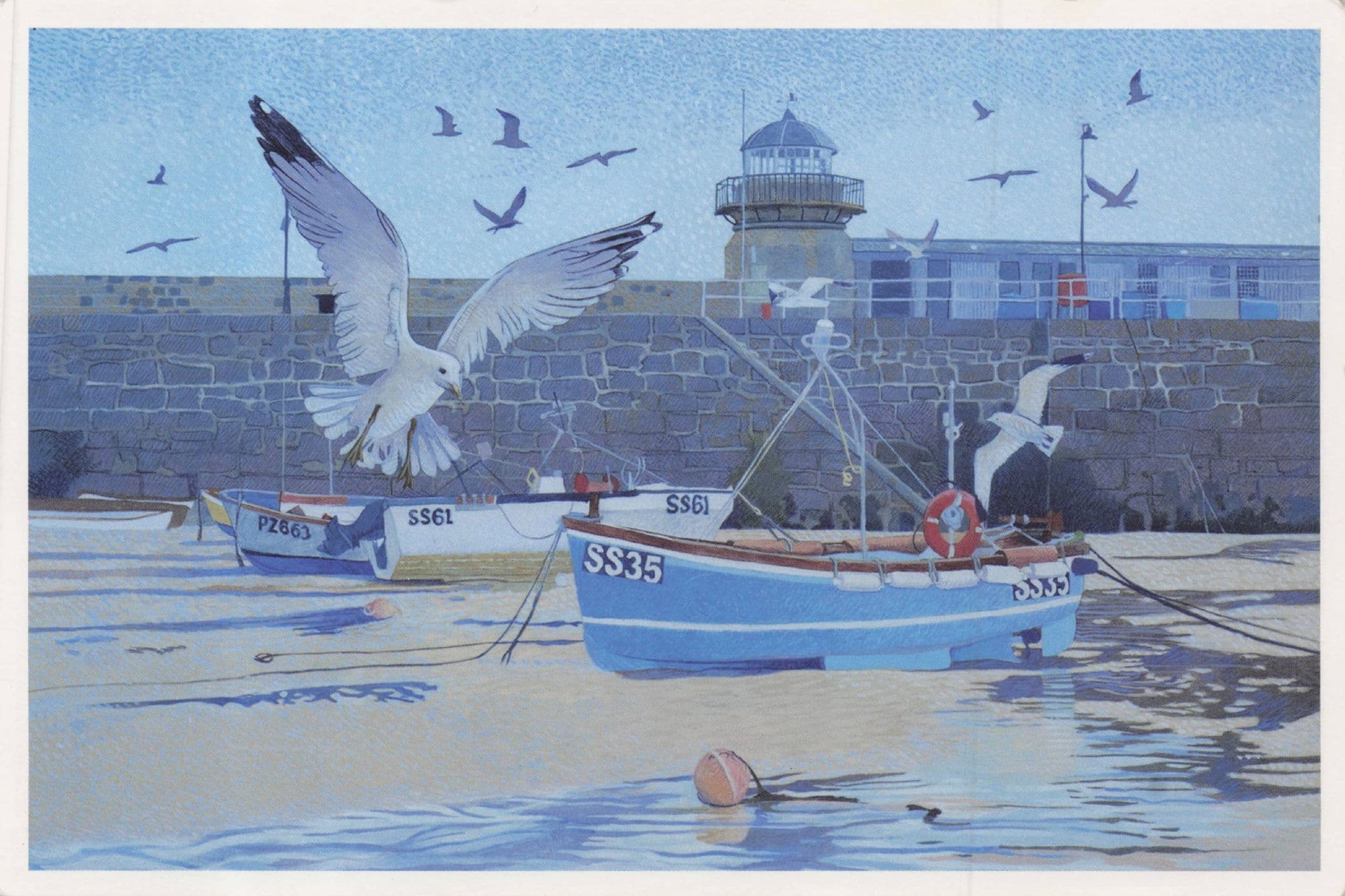 Watch Out For The Seagulls The Ice Cream Seller Said Painting St Ives Postcard