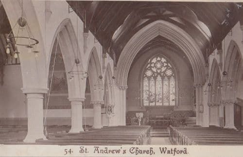 Watford St Andrews Church Interior Real Photo Postcard