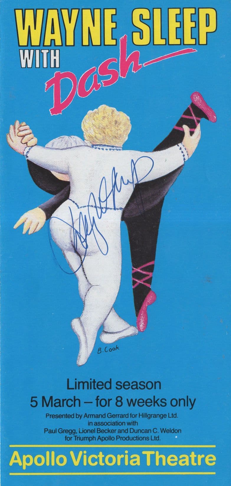 Wayne Sleep Ballet Dancer Hand Signed 1980s London Theatre Flyer