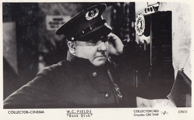 WC Fields in Bank Dick Military Phone Movie Film Postcard