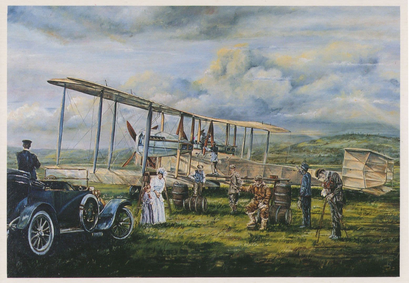Weather Watch At Leicester Field David Hutton Painting Postcard