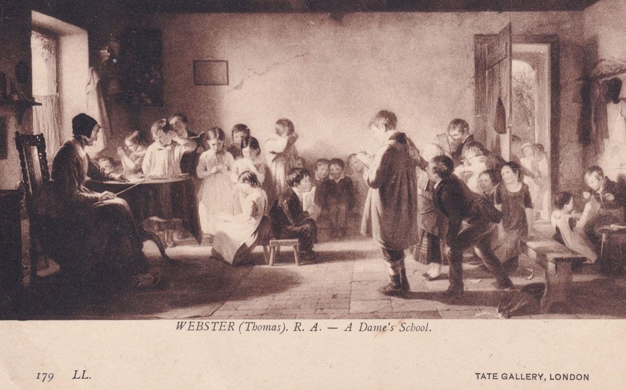 Webster A Dame's School Antique Tate Gallery Painting Postcard