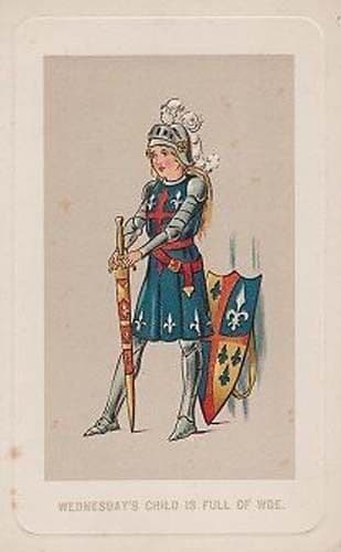 Wednesdays Child Is Full Of Woe Lady Boadicea Joan Of Arc Knight Old Postcard