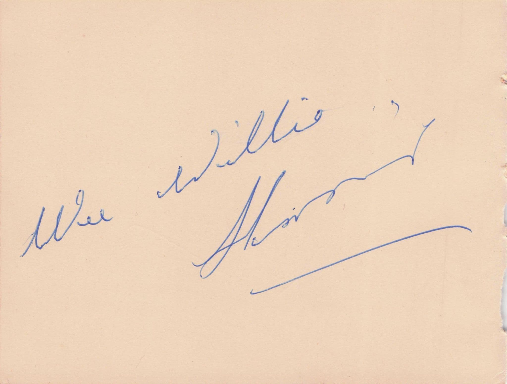 Wee Willie Harris Old Rock'n'Roll Singer Hand Signed Autograph Page