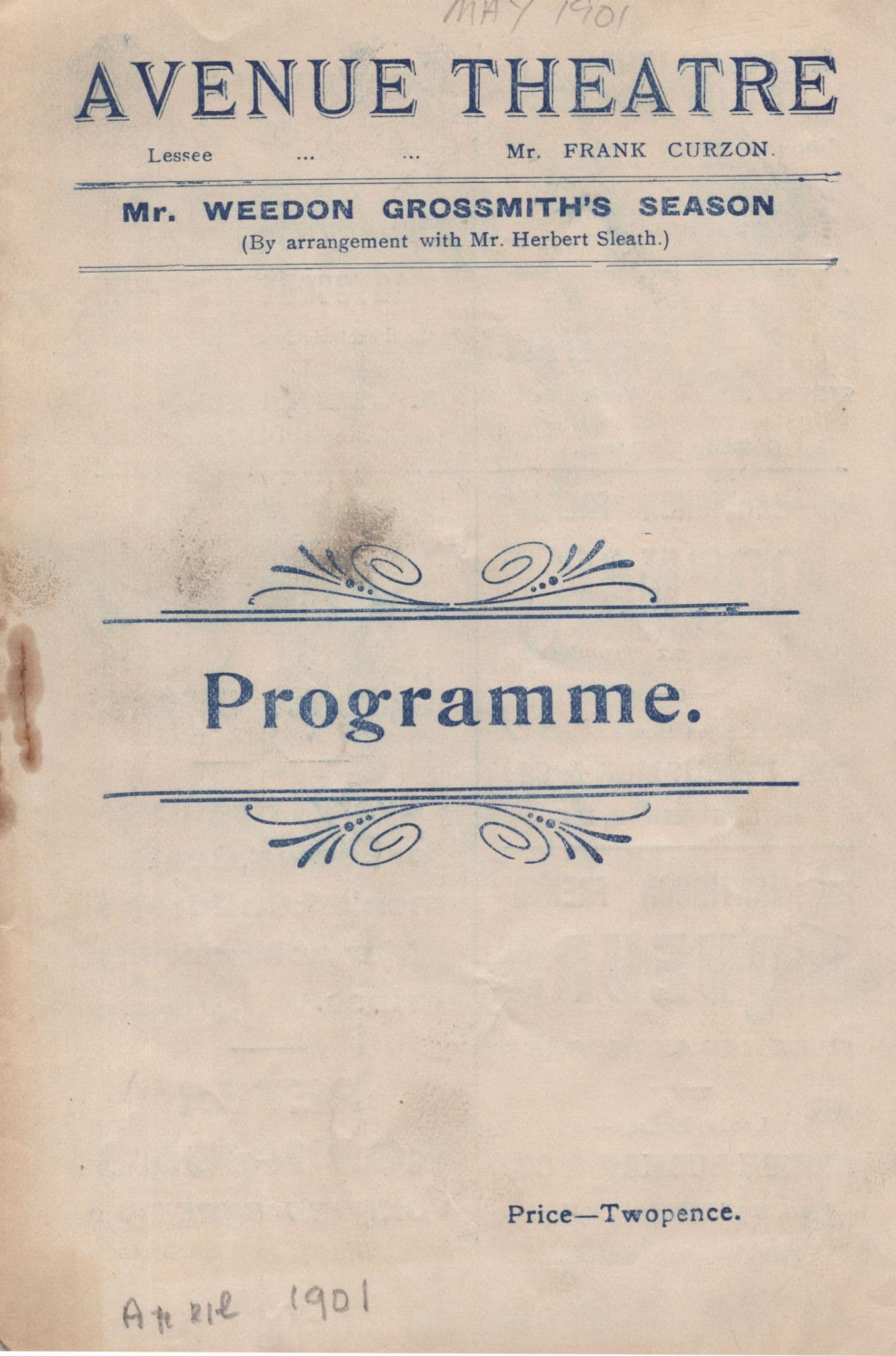 Weeden Grossmith 1901 Military Fancy Dress Ball Theatre Programme