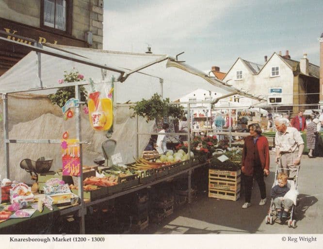 Weighing Scales at Markets Market Traders Grocers Knaresborough Postcard