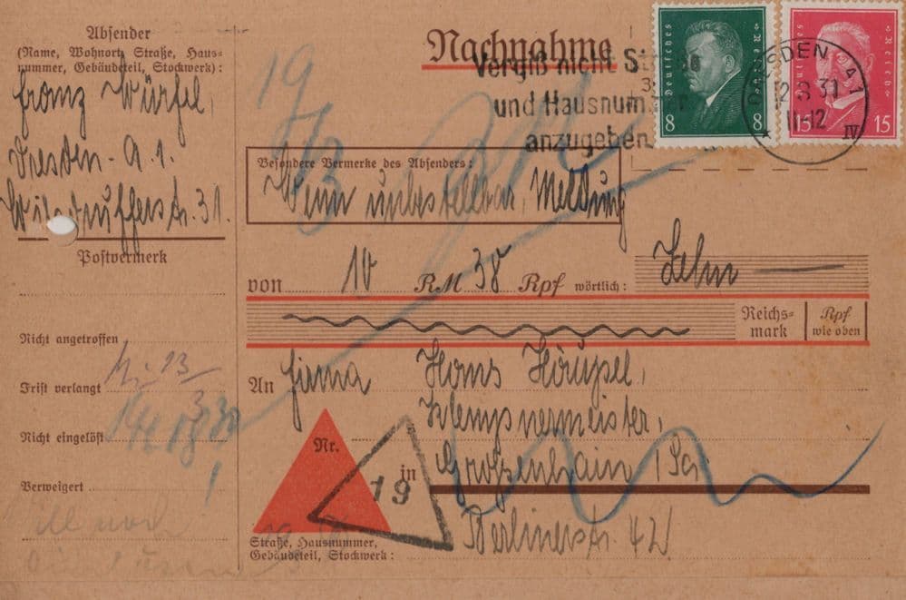 Weimar German Cash On Delivery Nachnahme Old Postcard