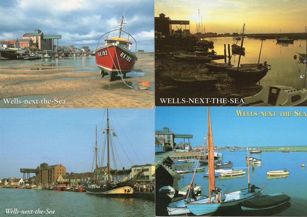Wells Next To The Sea Boats Golden Sunset Norfolk 4x Postcard s