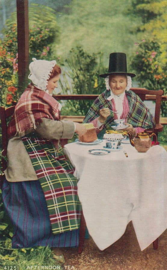 Welsh Elderly Tea Party Afternoon 1960s Postcard
