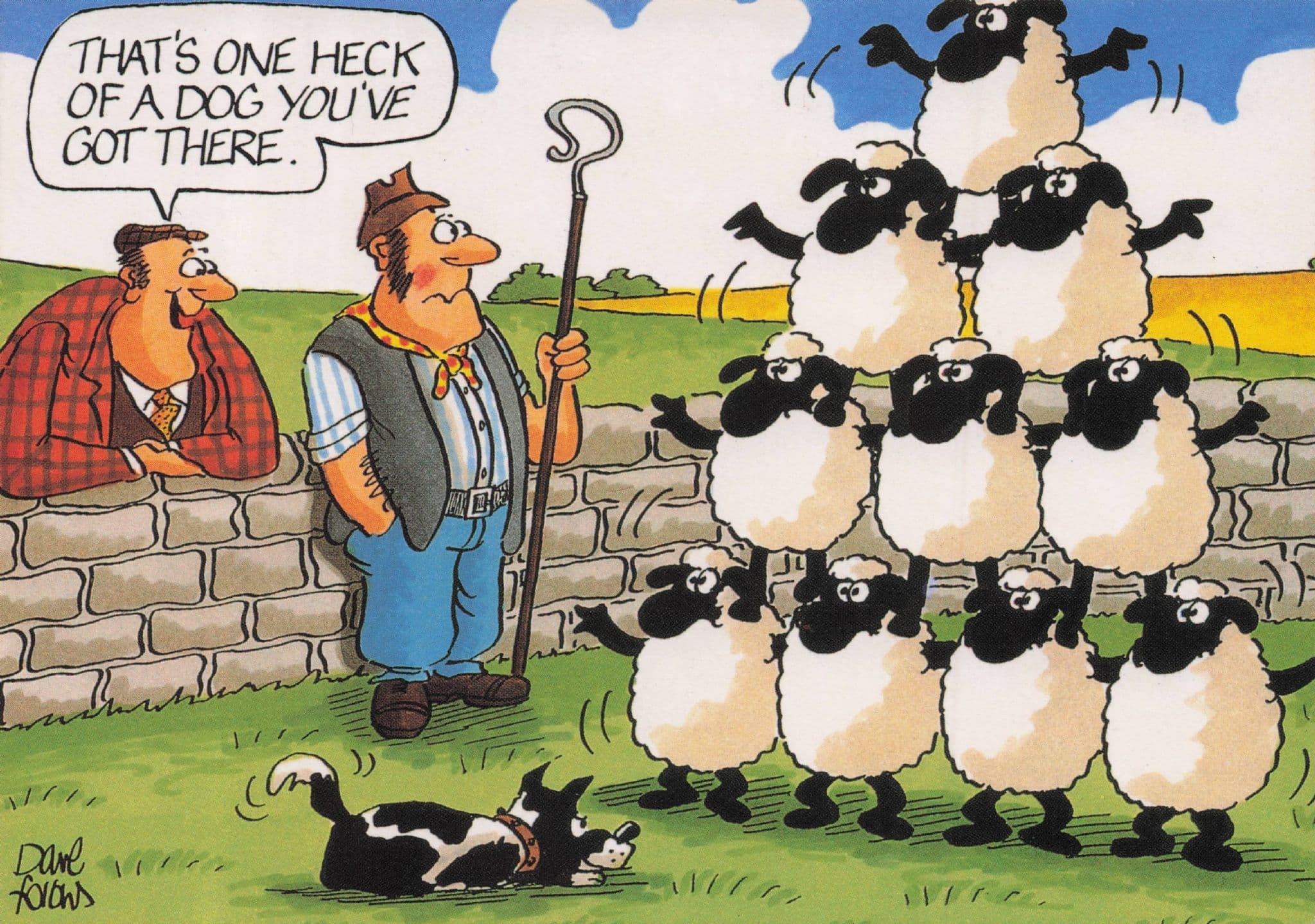 Welsh Sheep Handstand Formation Farming Farmer Dog Wales Comic Postcard