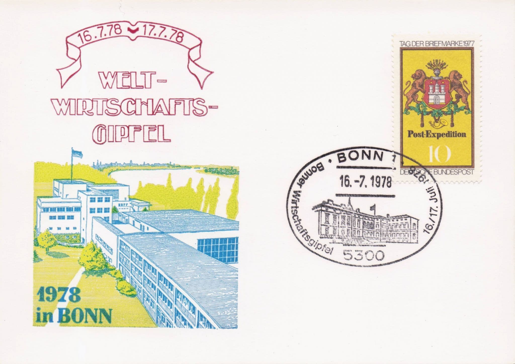 Welt Economic Summit Bonn 1978 FDC German Card PB Postcard