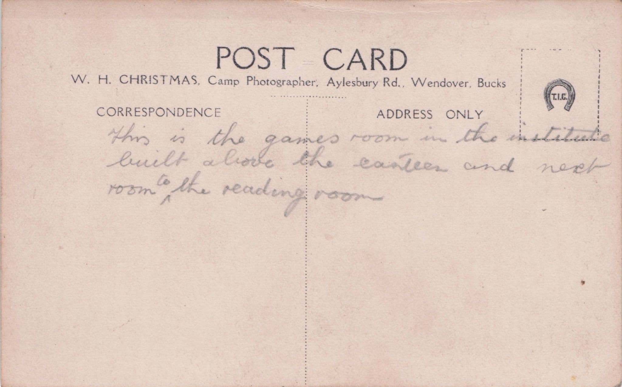 Wendover College Bucks Games Billiard Room Old Postcard