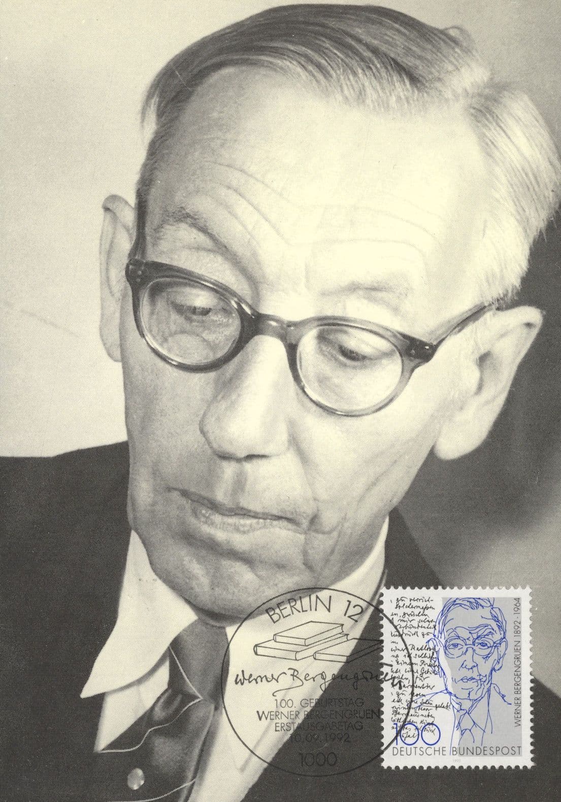 Werner Bergengruen Baltic German Book Author Nobel Prize Postcard FDC