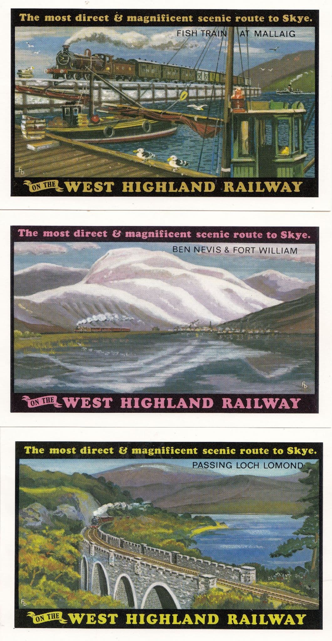 West Highland Railway Scottish Bridge Poster Advertising 3x Postcard s