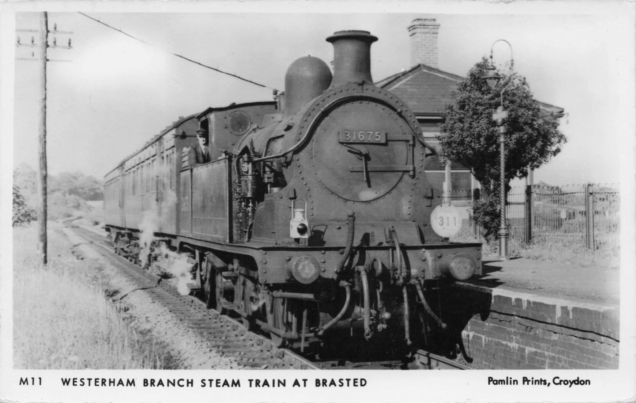 Westerham Old Steam Train at Brasted Station Pamlin Prints Railway RPC Postcard