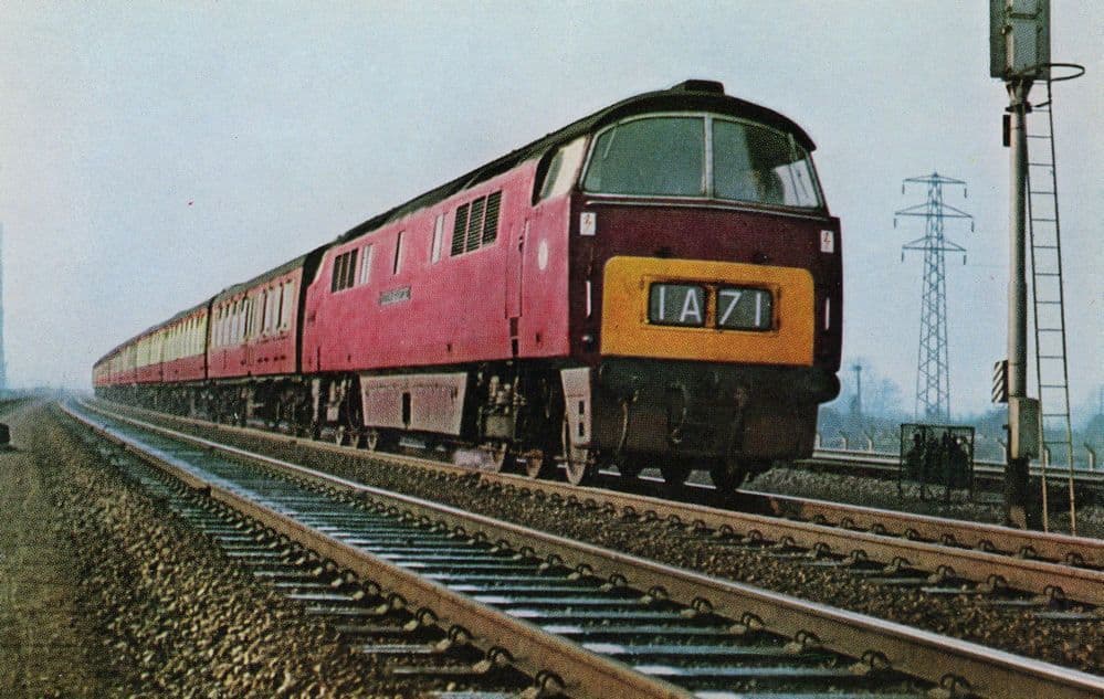 Western Class Type 4 2700 HP Diesel Train South Wales To Paddington Postcard