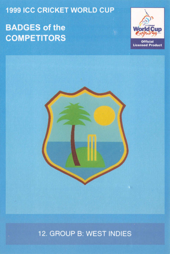 West Indies 1999 Cricket World Cup Badges Of The Competitors Official Postcard