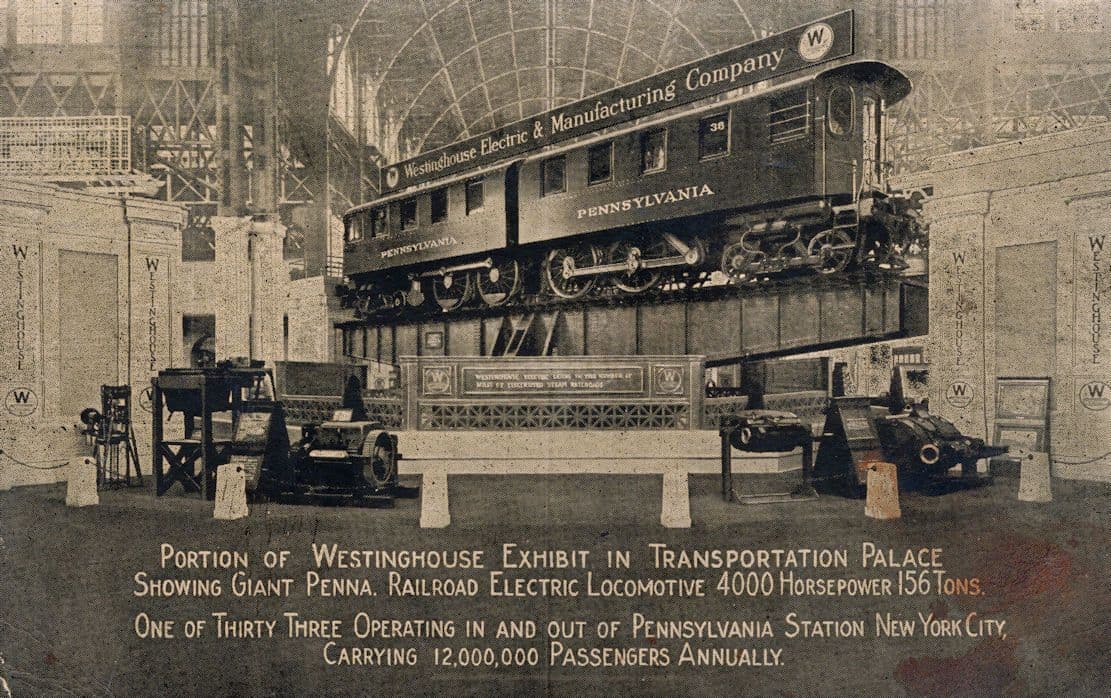 Westinghouse Exhibit Transportation Palace USA Electric Railroad Old Postcard