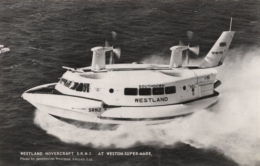 Westland Hovercraft SRN2 at Weston Super Mare RPC Postcard