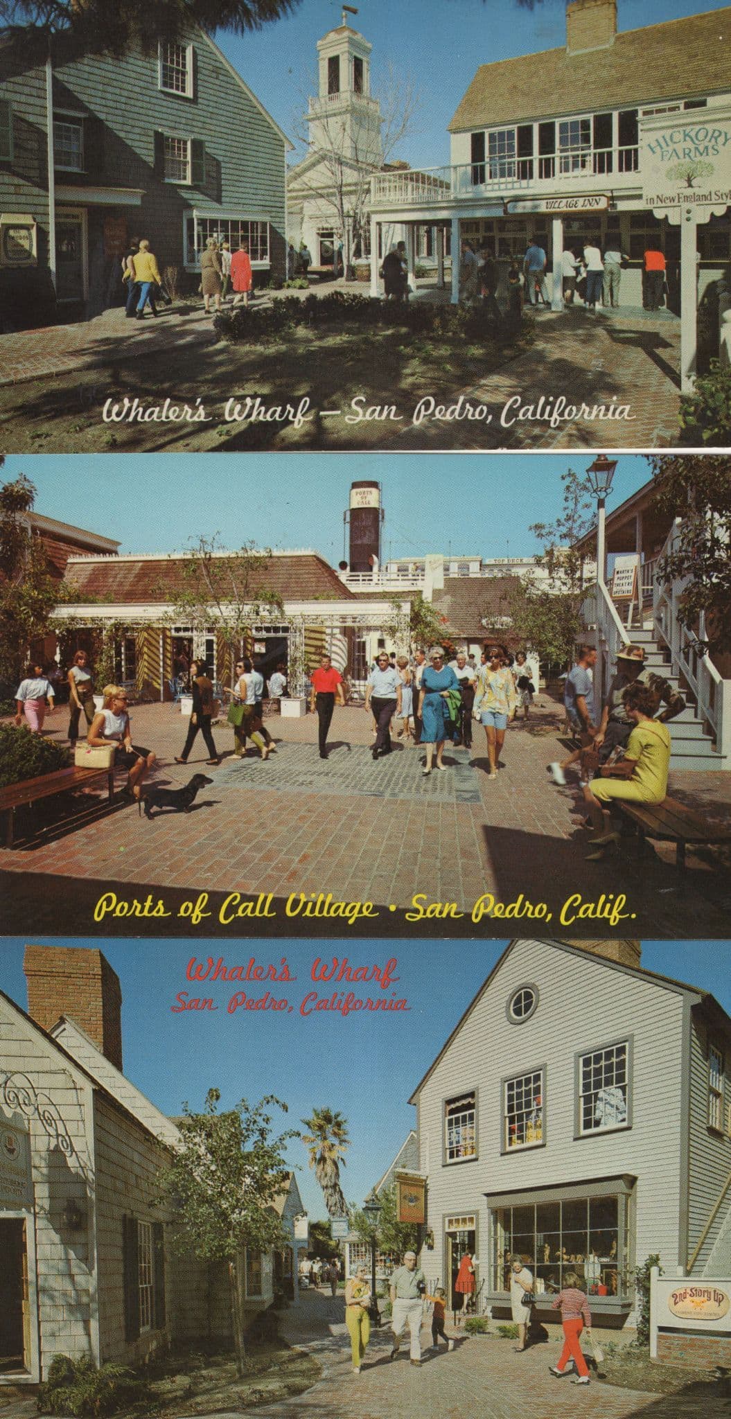 Whalers Wharf San Pedro Call Village 3x USA Postcard s