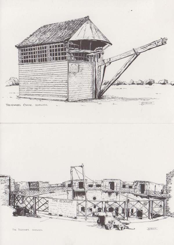 Wheel Crane Redboubt Harwich Society Restoration Society 1970s Essex Postcard s