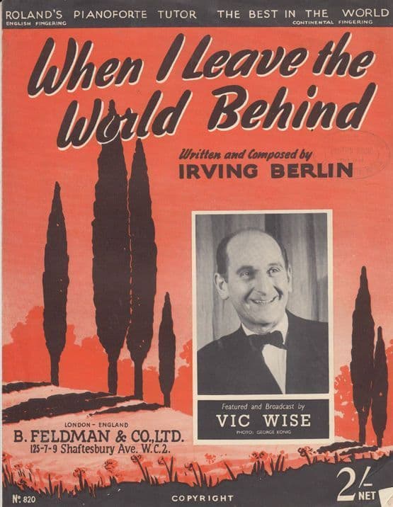 When I Leave The World Behind Vic Wise 1950s Sheet Music