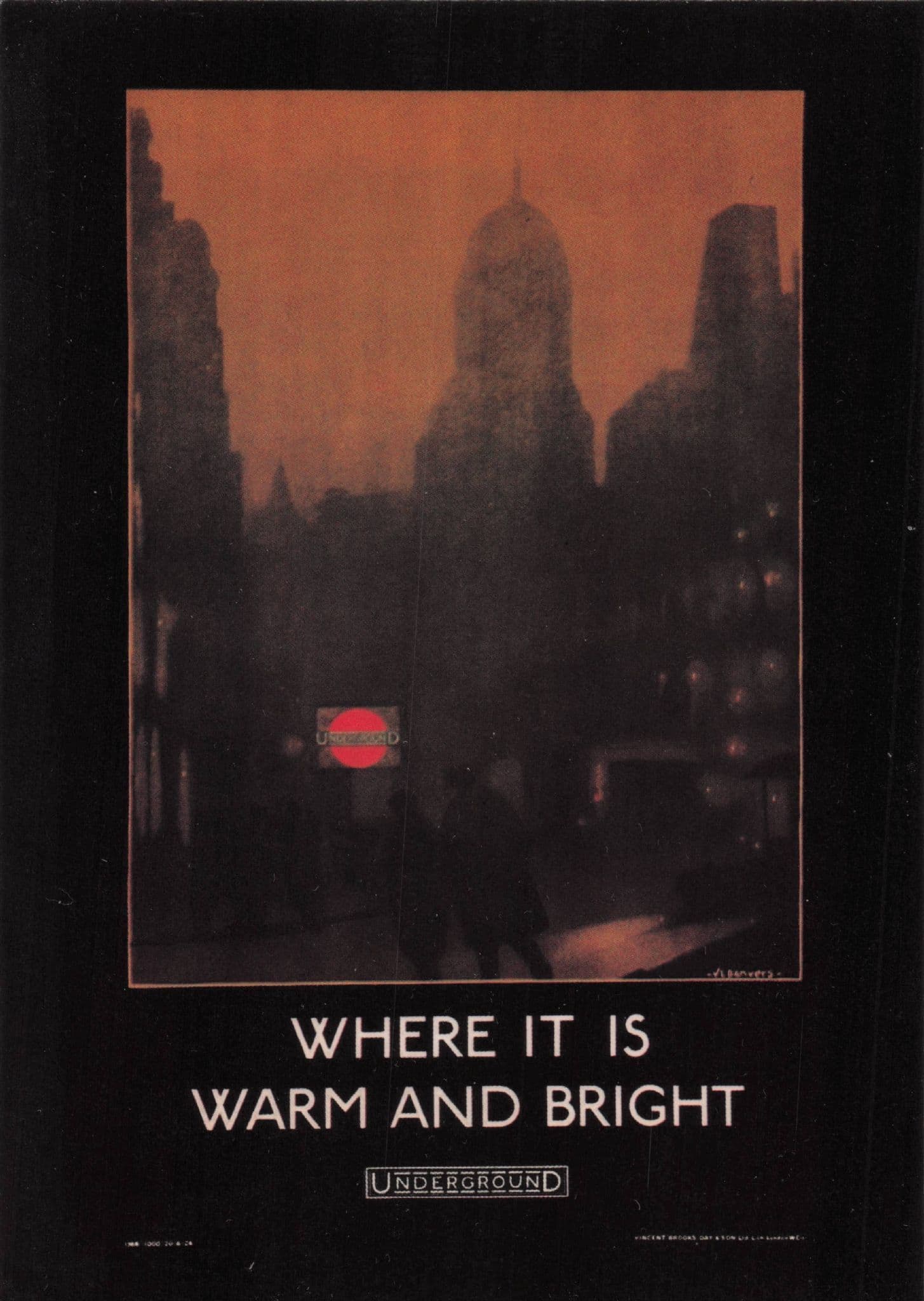 Where Is It Warm & Bright 1924 London Transport Advertising Postcard