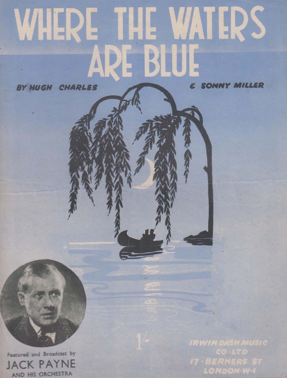 Where The Waters Are Blue Jack Payne 1940s Sheet Music