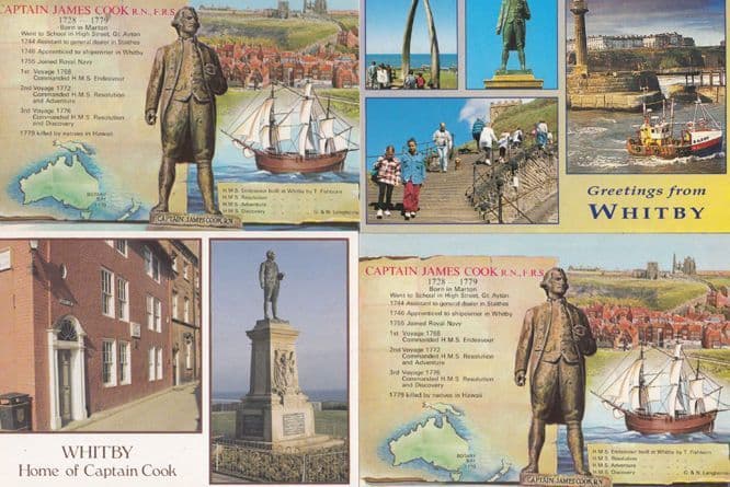 Whitby Home Of Captain Cook 4x Postcard s