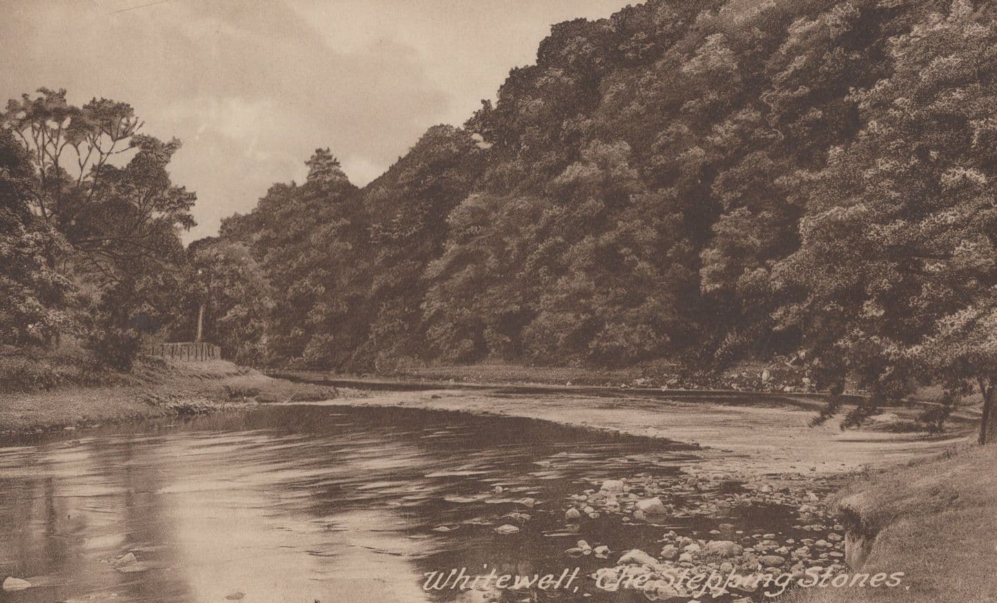 Whitewell Stepping Stones Lancashire River Antique Postcard