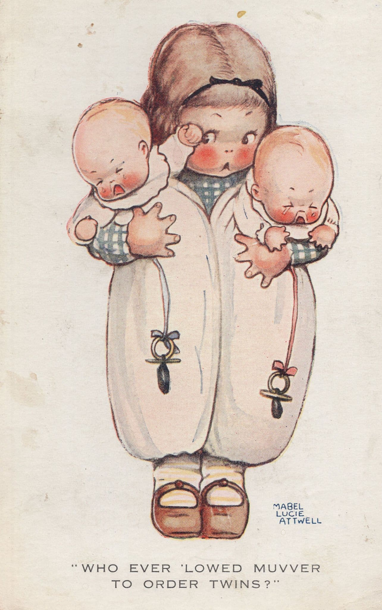 Who Ever Lowewd Muvver To Order Twins 1920s Mable Lucie Attwell Postcard
