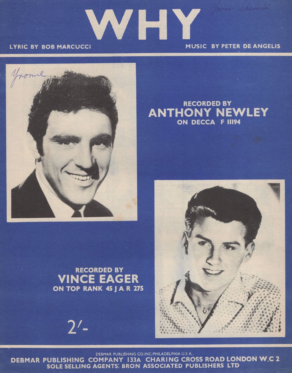 Why Anthony Newley Vince Eager Sheet Music