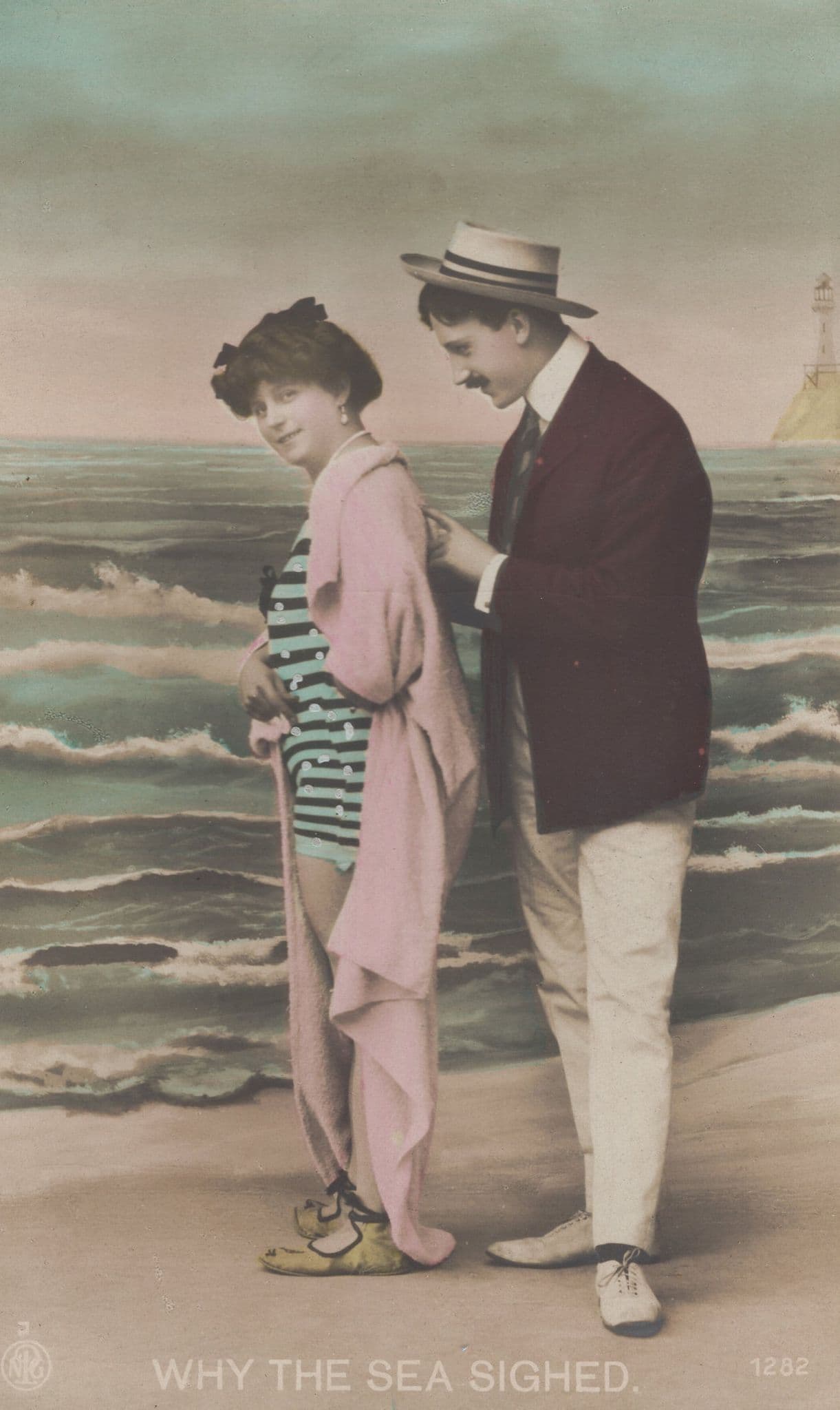 Why The Sea Sighed Randy Man At Seaside Old Comic Postcard