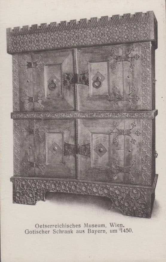 Wien 1450 Oetserreichisches Museum Gotischer Schrank Antique Bayern Postcard