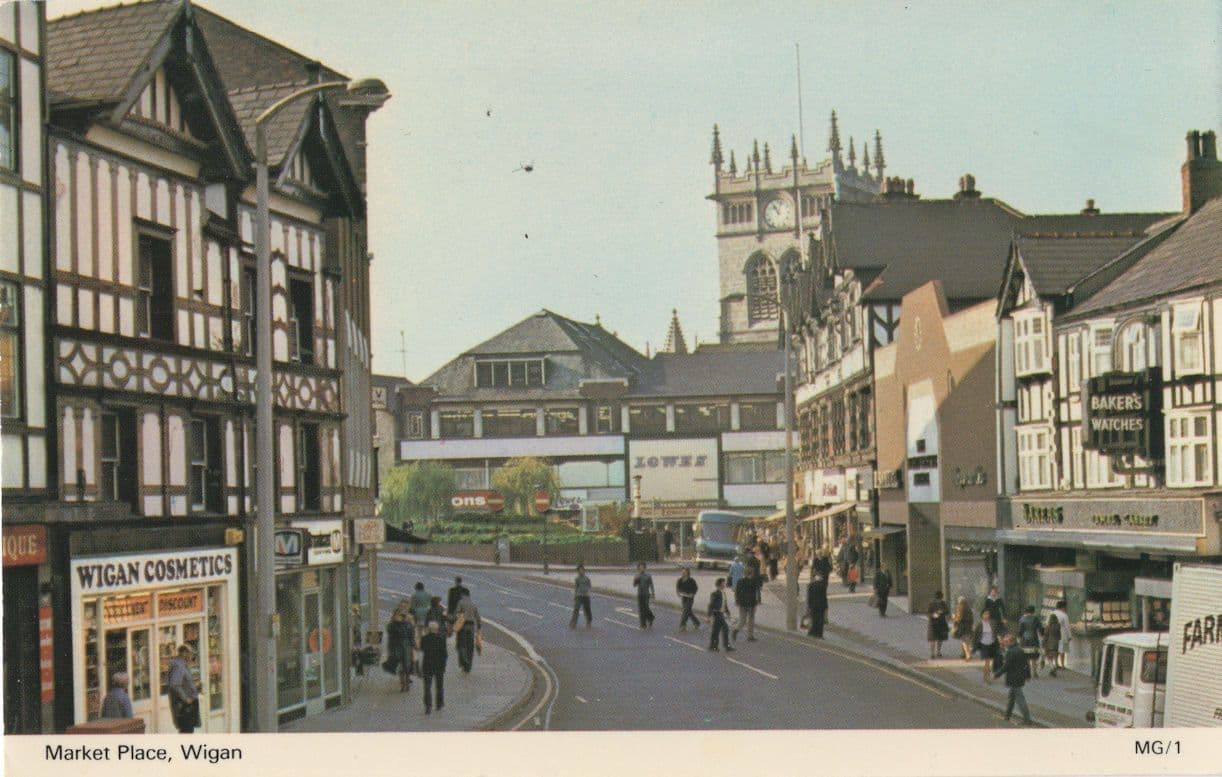 Wigan Cosmetics Dixons TV & Radio Watch Shop 1970s Postcard
