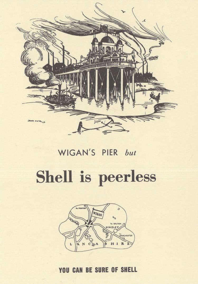 Wigan Pier Leeds Yorkshire Shell Petrol Map Comic Postcard