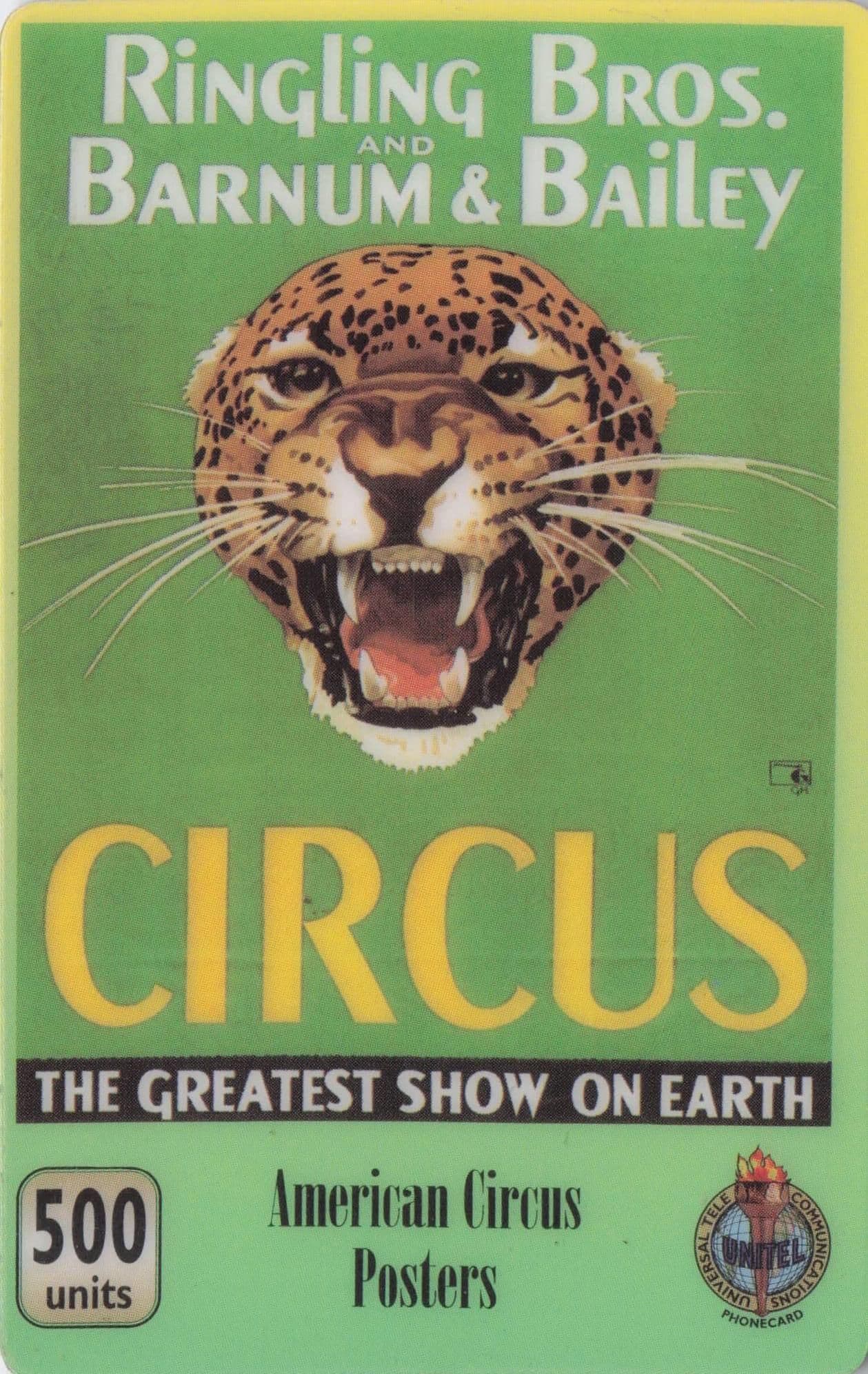 Wild Performing Tiger Animal Giant Cat Barnum & Bailey Rare Circus Phonecard