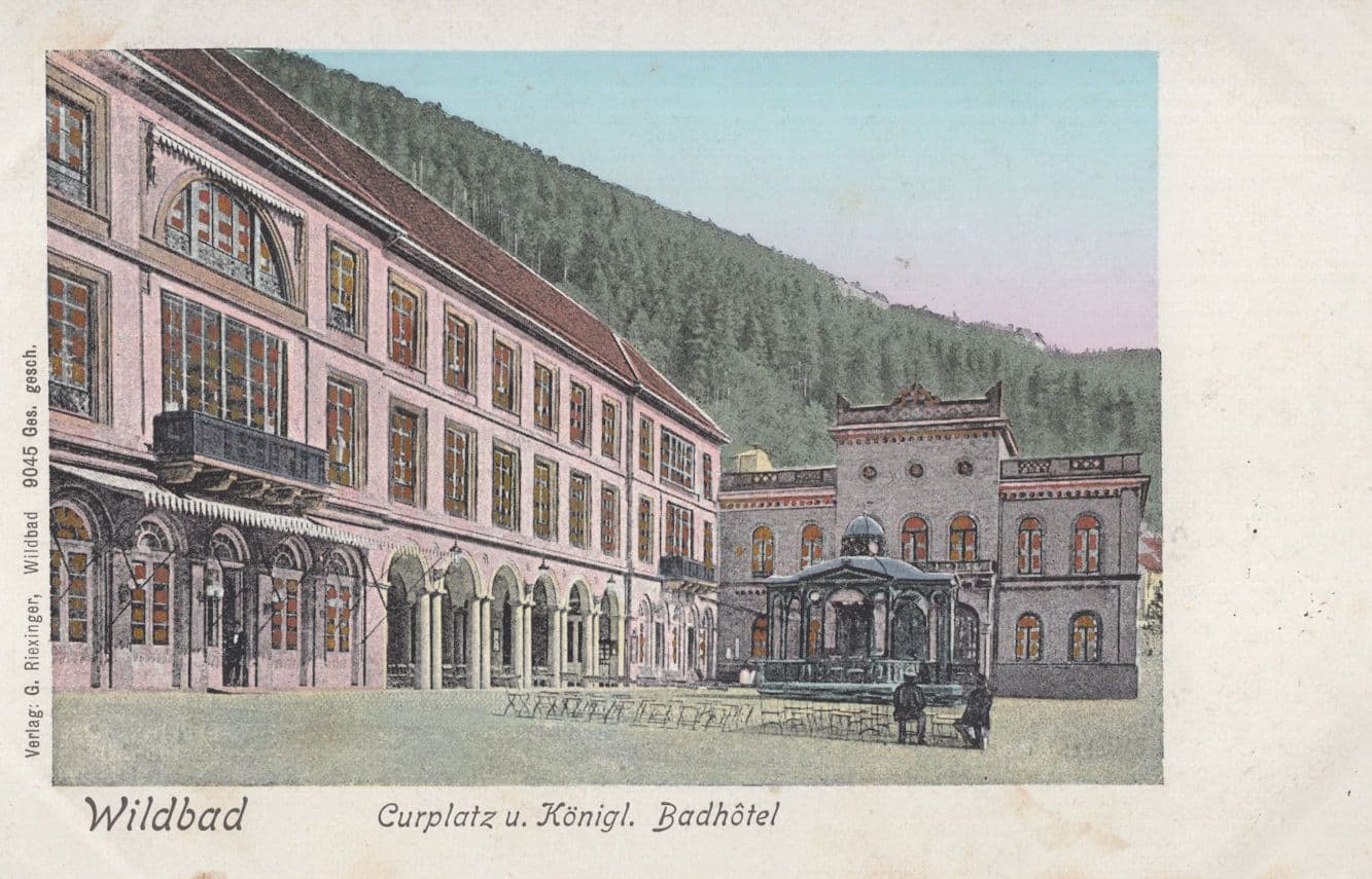 Wildbad Badhotel German Metallic Shine Old Postcard