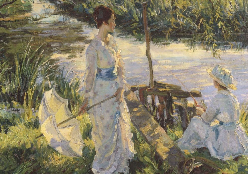Wilfred De Glehn Fishing Asian Fisherman 1932 Painting Postcard