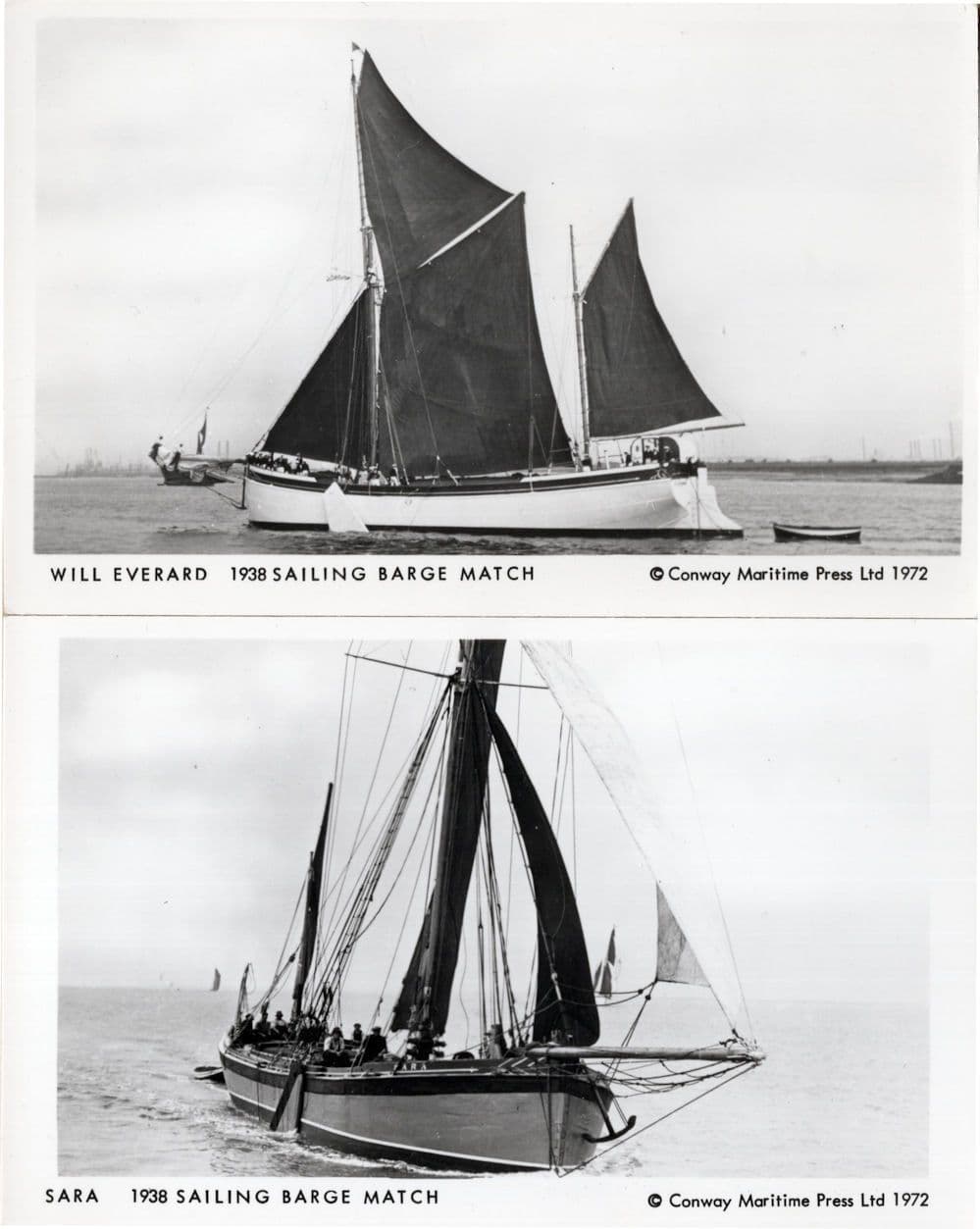 Will Everard 1938 Sailing Barge Match Race Boat 2x RPC Postcard s