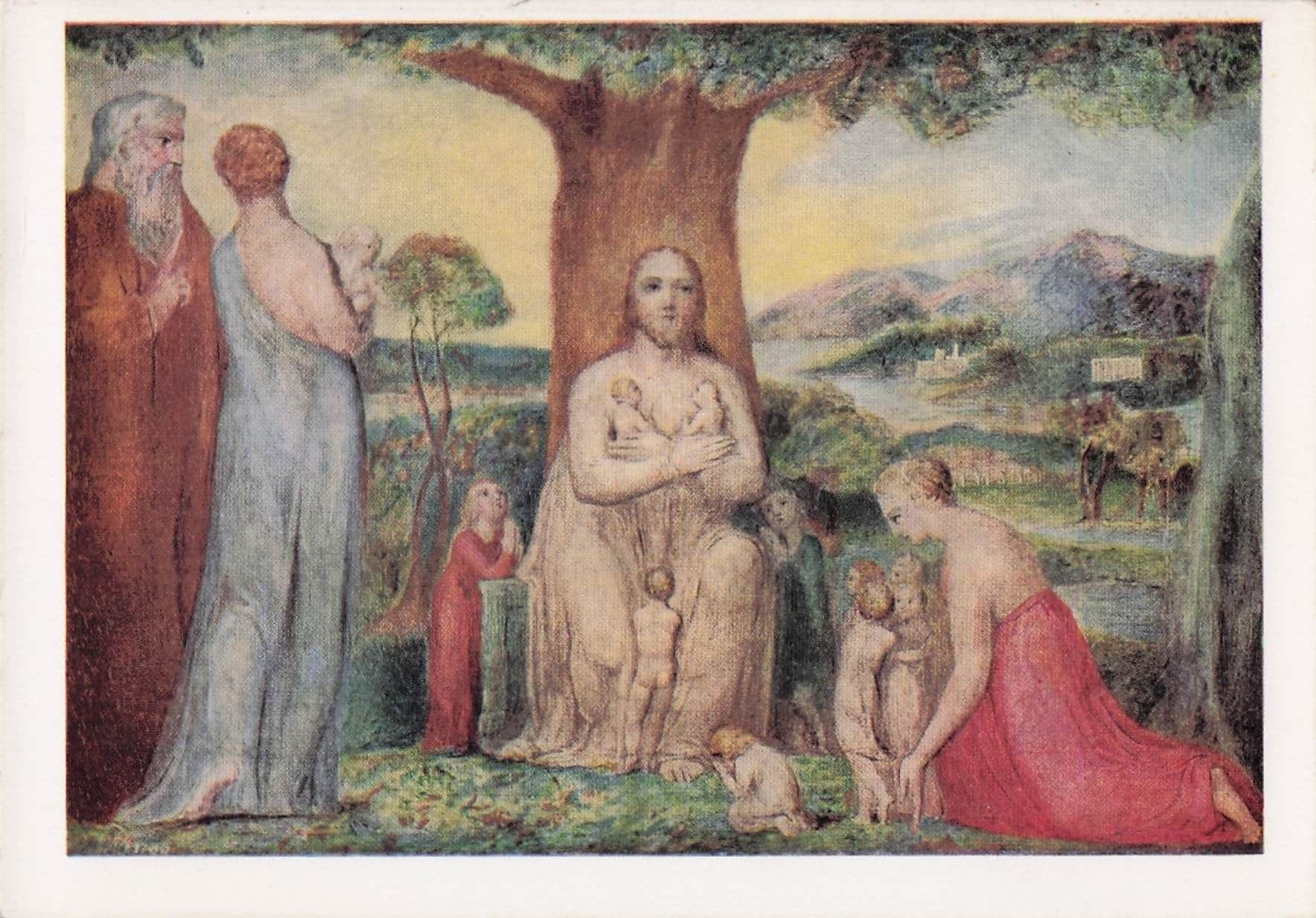 William Blake Christ Blessing The Little Children Painting Postcard