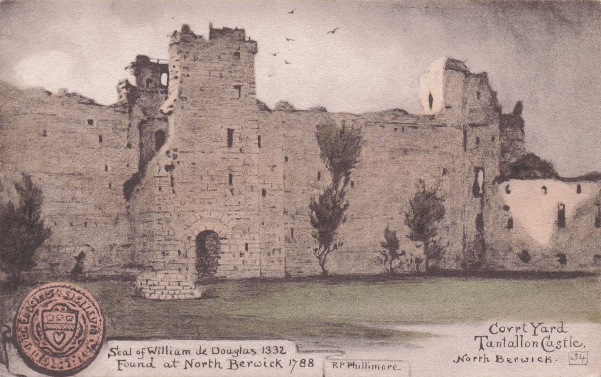 William De Douglas Seal North Berwick Tantallon Castle Phillimore Postcard