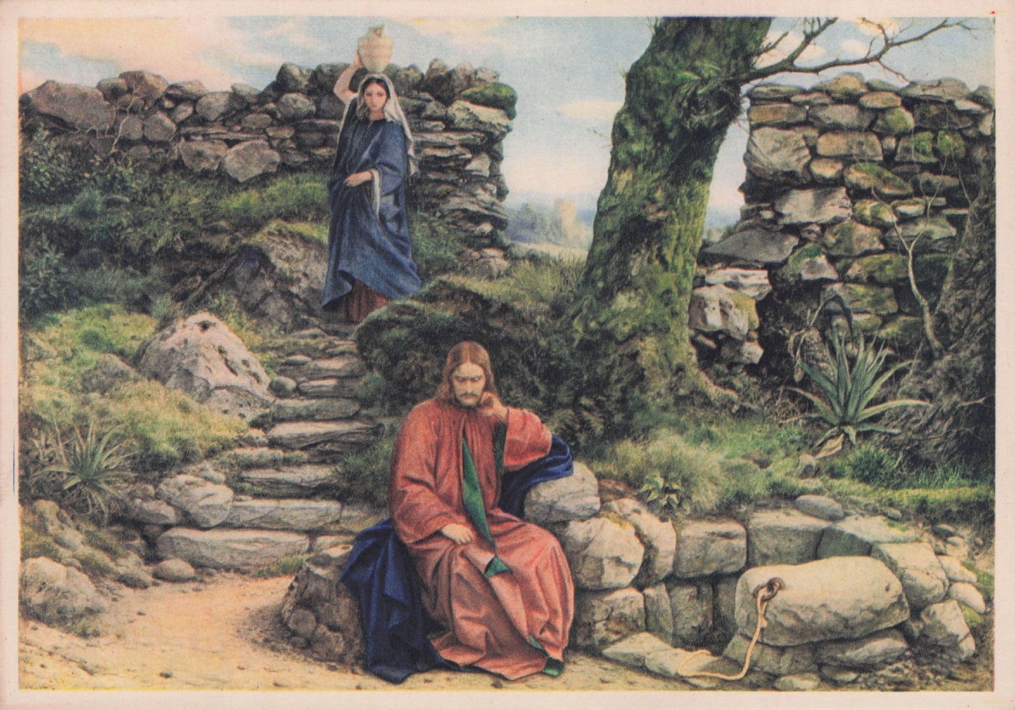 William Dyce The Woman Of Samaria Vintage Painting Postcard